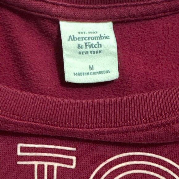 Abercrombie & Fitch Maroon Red Graphic Sweatshirt Ninety Two Womens Size M FLAWS - Picture 7 of 15